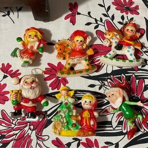 Vintage blow mold soft plastic ornaments